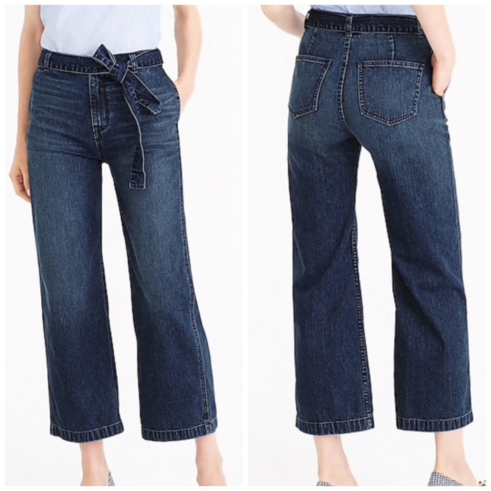 J.Crew Rayner wide-leg ankle jean with tie belt